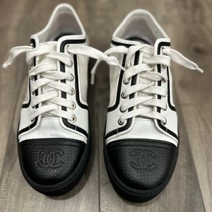 Chanel cap toe platform sneakers